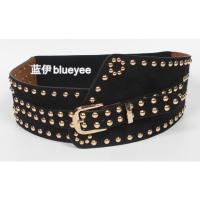 铆钉腰封束腰欧美时尚复古松紧弹力装饰宽腰带女配饰风衣大衣毛衣 黑色【金色铆钉】