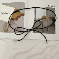 韩版毛衣连衣裙腰链百搭绳子腰带打结女士皮草腰封细带子收腰显瘦 黑色-小腰链