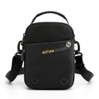 2020新款迷你男士小背包手提单肩斜挎包穿皮带腰包男零钱手机包潮 黑色