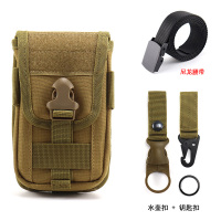 2020新款手机包男工地干活挂腰包多功能穿皮带手机套运动战术腰包 卡其色[送水壶扣+钥匙扣]+腰带