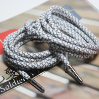 圆形金属头高低帮篮球鞋带反光适配aj11鞋带康扣乔11鞋带 白色反光款120厘米 银色金属头