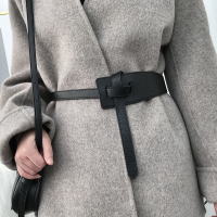 新款大衣腰带女宽皮带装饰配件配裙子毛衣时尚百搭复古收腰腰封潮 黑色 118cm