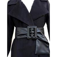 新款韩版蝴蝶结方包扣女士软腰封连衣裙配饰腰带时尚大衣风衣皮带 黑色