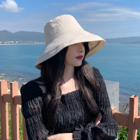 渔夫帽女夏季日系遮脸百搭防紫外线遮阳帽子女韩版潮网红太阳帽 杏色 可调节