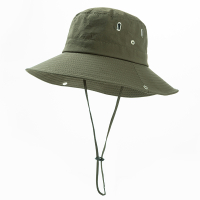 户外男士登山帽子夏天钓鱼防晒帽出游徒步透气遮阳帽子骑行渔夫帽 军绿色 可调节