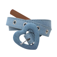 MOF礼物商店 爱心腰头少女装饰牛仔腰带 简约百搭休闲 牛仔浅蓝 标准码