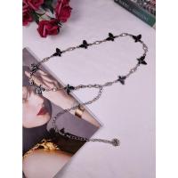 欧美链条腰带女时尚百搭金属蝴蝶细腰链装饰连衣裙配裙子链子ins 黑色蝴蝶带钻腰链 105cm