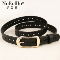 腰带女牛仔裤真皮简约百搭皮带女ins风黑色纯牛皮装饰免打孔裤带 黑色 100cm