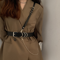 时尚腰带女ins装饰配连衣裙子西装外套收腰百搭链条舞台皮带背带 腰带+背带+链条