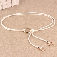 简约百搭连衣裙韩版绳子装饰圆环裙子圈坠女士腰链细腰带配裙腰绳 白色