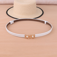 黑色小腰带女装饰简约百搭配裙子配衣服毛衣大衣女士皮带细款真皮 白色