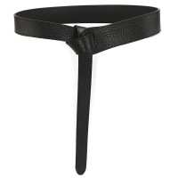 咖啡色毛呢大衣真皮腰带女装饰百搭新款头层牛皮腰封束腰显瘦打结 单孔真皮黑色4.5cm