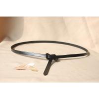 黑白红色简约百搭毛衣细腰带女士真皮配连衣裙装饰裙带牛皮带打结 黑色 真牛皮 102cm