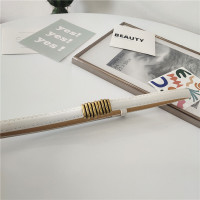 卡扣调节腰带细装饰连衣裙简约小横条结挂腰封女百搭皮带女配裙子 白色