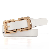 纯牛皮小皮带女士真皮韩版时尚百搭简约裤带装饰裙带绿色腰带女细 白色 101cm