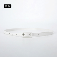 时尚简约百搭细腰带女收腹配裙子装饰牛仔裤带韩版方扣黑色小皮带 白色