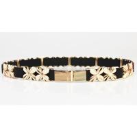 韩版时尚金属腰带女细装饰百搭配裙子腰封弹力松紧连衣裙配饰束腰 四叶草黑色加长 75厘米 65cm