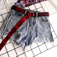 新款韩版男女款bf风帆布工装裤腰带百搭双面刺绣字母装饰牛仔裤带 杂黑色 收藏先发 110cm