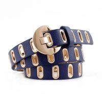 多孔朋克腰带女装饰裤带韩版潮休闲时尚百搭牛仔裤袋青年学生皮带 藏青 108cm