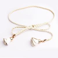 时尚编织花朵腰带腰链女装饰连衣裙夏季百搭细腰绳简约裙带配饰潮 白色 130cm