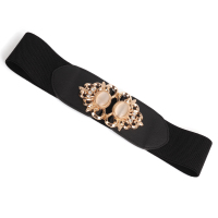 时尚松紧宽腰带女装饰百搭配裙子连衣裙束腰弹力羽绒服腰封外搭2 3050黑色