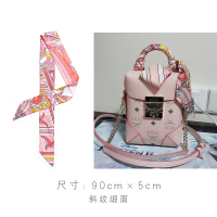 绑包手柄手提波点懒人丝巾小长条包包配饰小耳朵条纹纯色 粉红色 祥云纹 1