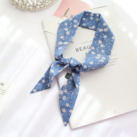 法式优雅窄小条丝巾 小领巾百搭细窄丝巾飘带装饰发带发饰绑包 蒲公英蓝