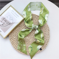 法式丝巾发带细窄飘带小丝巾韩国百搭绑包包长款腰带长条夏季头巾 半梨果绿