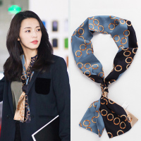 苏明玉姚晨同款丝巾女百搭春秋年轻人洋气长条装饰小领巾气质方巾 大姚同款珠环扣蓝色