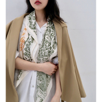 高定美钞配色~90cm超大仿真丝防晒大方巾丝巾正方形披肩骏马之城 美钞配色/骏马之城 货