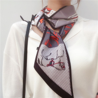 春秋季韩版ins网红长款丝巾小长条女配饰百搭装饰领巾小围巾围脖 赛道小马灰