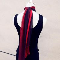 红黑渐变色知性丝巾女士舞蹈礼仪丝巾飘逸感十足形体薄优雅薄围巾 红黑