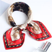 真丝小方巾好看的丝巾女杭州丝绸韩版百搭气质桑蚕丝中年妈妈围巾 罗盘瑰宝