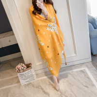 防晒披肩女夏季新款青海西藏超大百搭丝巾海边沙滩巾棉纱围巾 仙人柱