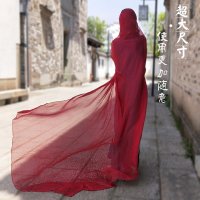 单色丝巾披肩超大超长新款民族风纯色防晒围巾女学生韩版春夏纱巾 酒红色