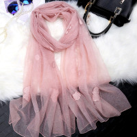 杭州丝绸丝巾女百搭薄款纱巾围巾长款春秋冬季妈妈款秋款洋气时尚 蝴蝶-皮粉色