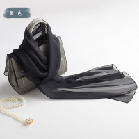 乔其纱纯色丝巾女春秋夏季薄款纯黑色围巾女士百搭装饰防晒小披肩 黑色