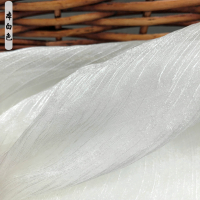 冰花阳离子纱 汉服古风面料 欧根纱闪光皱纱襦裙大袖衫亮丝皱布料 本白色 一米价