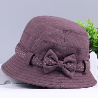 春秋天妈妈帽子薄款中老年遮阳防晒帽老人奶奶盆帽夏天老太太布帽 豆沙色(YMF9823) 均码可调节(收藏送礼物)