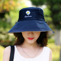 帽子女春秋百搭大帽檐遮脸防晒帽早春遮阳帽个性情侣渔夫帽潮流 ZJFY雏菊-藏青加米 收藏加购-优先发货-送防风绳