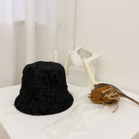 蕾丝盆帽网红小香水桶帽春夏日系百搭遮脸女显脸小防晒帽子渔夫帽 黑色 均码(55-57cm)