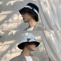 渔夫帽男春夏季韩版帽子男潮牌日系防晒帽遮脸百搭遮阳帽双面盆帽 黑(白)-杂志双面40渔 均码(55-58cm)