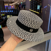 韩版草帽女夏天英伦复古平顶小清新礼帽遮阳防晒沙滩帽子出游潮牌 白色 M标草帽 56-58cm(内有调节绳)