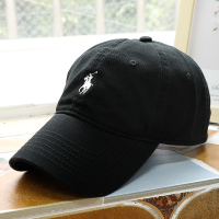 保罗polo棒球帽咖啡色女春夏韩版休闲百搭潮牌鸭舌帽男防晒遮阳帽 黑色白标 可调节