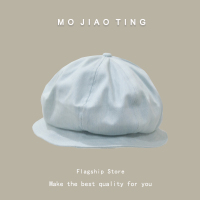 设计师小众大版日系慵懒风渔夫帽女显脸小云朵贝雷帽大檐防晒盆帽 淡蓝色 M(56-58cm)