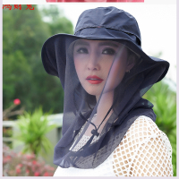 纱巾女防风沙古装斗笠面纱防晒纱巾戴头面部带面纱的帽子复古防蚊 宝蓝 防晒防蚊虫/男女适合
