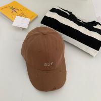 馨帮帮做旧磨破复古英文棒球帽韩版学生百搭休闲防晒遮阳鸭舌帽女 棕色 可调节