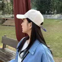 帽子女韩版鸭舌帽百搭棒球帽户外女士春秋运动帽防晒弯檐个性帽子 字母侧印 米色 可调节