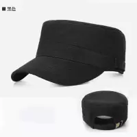 帽子男潮秋冬季韩版潮鸭舌帽遮阳户外军帽大头围加大码平顶帽男士 黑色光板平顶帽 标准M(56-58cm)