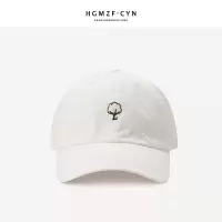 帽子女夏小清新遮阳帽韩版卡通刺绣速干布棒球帽休闲软顶鸭舌帽男 白色 28HGN小树鸭舌帽 可调节